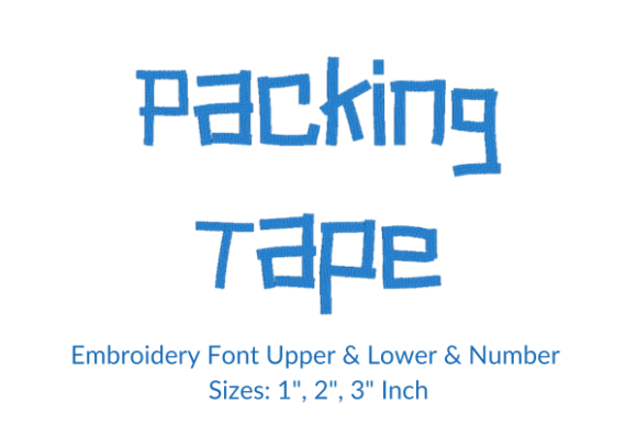 Packing Tape Font Embroidery Design for Seasonal Shops